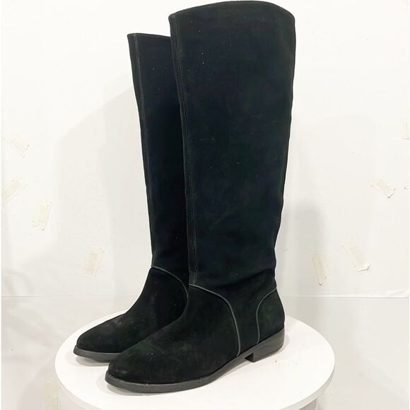 UGG Shoes - UGG Women Black Daley Genuine Leather Suede Tall Boots Riding Black Side Zip 9M